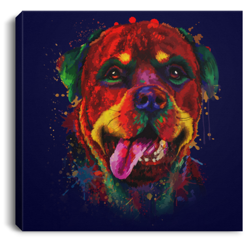 Hand Painted Rottweiler Square Canvas .75in Frame