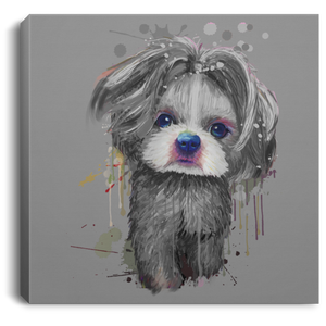 Hand Painted Shih Tzu Square Canvas .75in Frame