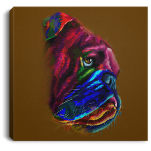 Hand Painted Bull Dog Square Canvas .75in Frame