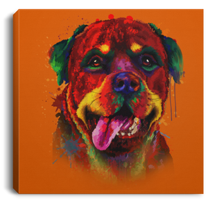 Hand Painted Rottweiler Square Canvas .75in Frame