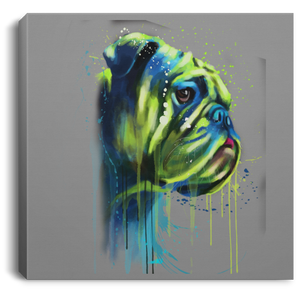 Hand Painted Bull Dog Square Canvas .75in Frame