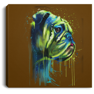 Hand Painted Bull Dog Square Canvas .75in Frame