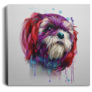 Hand Painted Shih Tzu Square Canvas .75in Frame