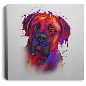 Hand Painted Bullmastiff Square Canvas .75in Frame