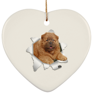 CHOW CHOW 3D Ceramic Heart Ornament