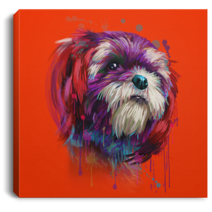 Hand Painted Shih Tzu Square Canvas .75in Frame
