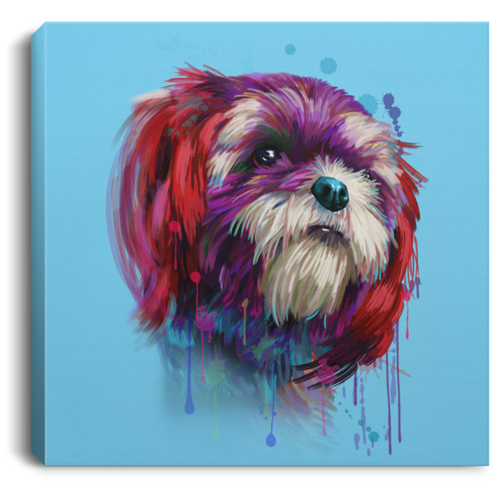 Hand Painted Shih Tzu Square Canvas .75in Frame