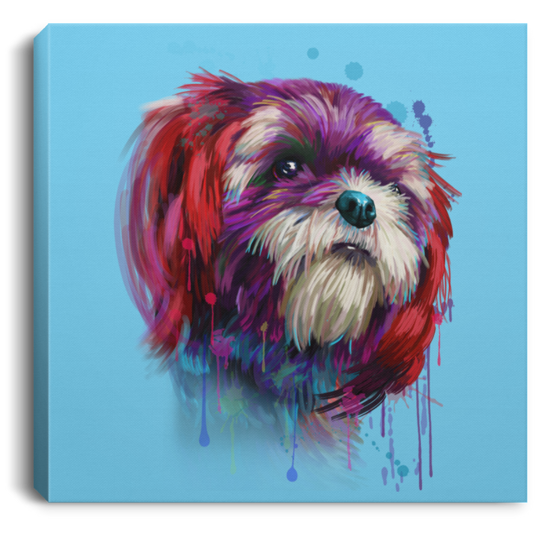 Hand Painted Shih Tzu Square Canvas .75in Frame