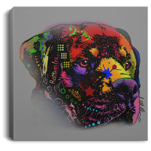 Hand Painted Rottweiler Square Canvas .75in Frame