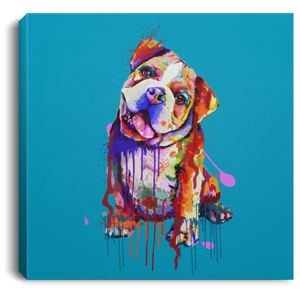 Hand Painted Bull Dog Square Canvas .75in Frame