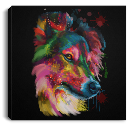 Hand Painted Sheltie Square Canvas .75in Frame