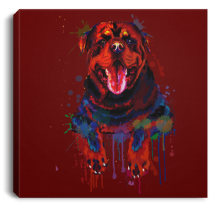 Hand Painted Rottweiler Square Canvas .75in Frame