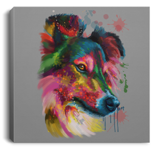 Hand Painted Sheltie Square Canvas .75in Frame