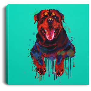 Hand Painted Rottweiler Square Canvas .75in Frame