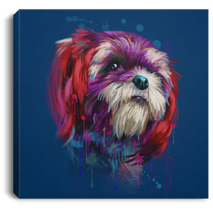 Hand Painted Shih Tzu Square Canvas .75in Frame