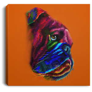 Hand Painted Bull Dog Square Canvas .75in Frame