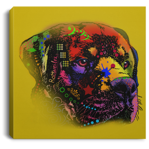 Hand Painted Rottweiler Square Canvas .75in Frame