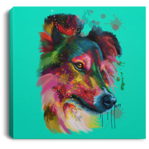 Hand Painted Sheltie Square Canvas .75in Frame