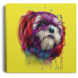 Hand Painted Shih Tzu Square Canvas .75in Frame