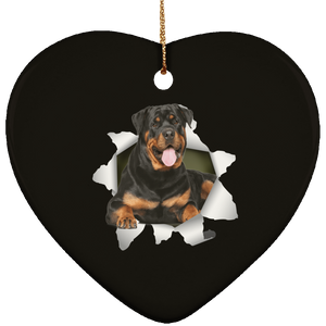ROTTWEILER 3D Ceramic Heart Ornament