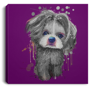 Hand Painted Shih Tzu Square Canvas .75in Frame