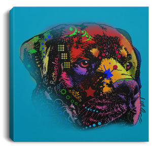Hand Painted Rottweiler Square Canvas .75in Frame