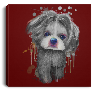 Hand Painted Shih Tzu Square Canvas .75in Frame