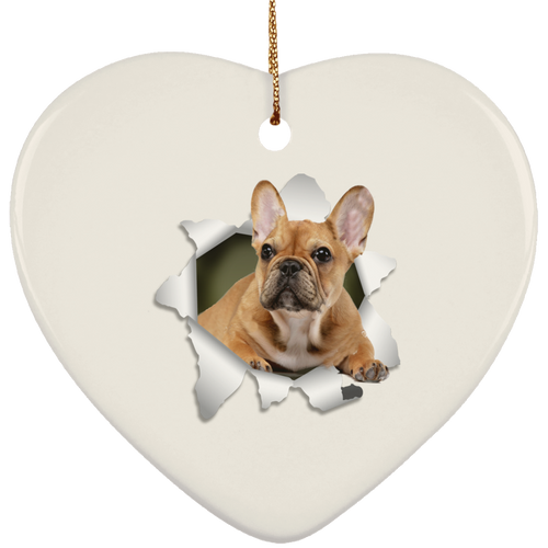 FRENCH BULLDOG 3D Ceramic Heart Ornament
