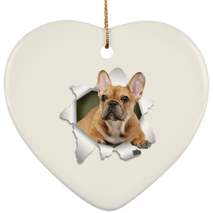 FRENCH BULLDOG 3D Ceramic Heart Ornament