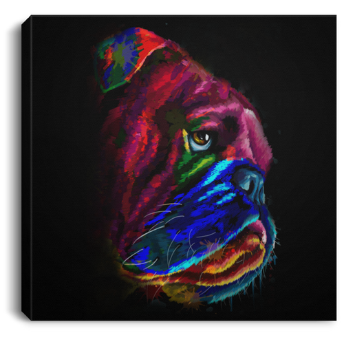 Hand Painted Bull Dog Square Canvas .75in Frame