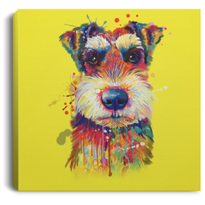 Hand Painted Schnauzer Square Canvas .75in Frame