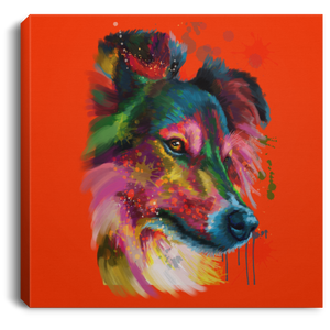 Hand Painted Sheltie Square Canvas .75in Frame