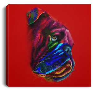 Hand Painted Bull Dog Square Canvas .75in Frame