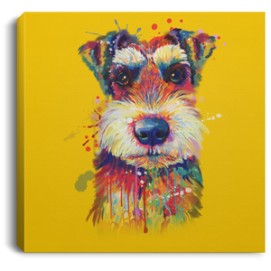 Hand Painted Schnauzer Square Canvas .75in Frame