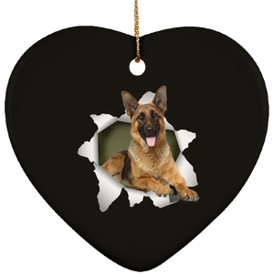 GERMAN SHEPARD 3D Ceramic Heart Ornament