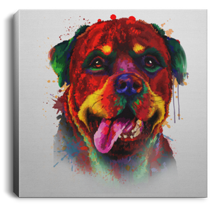Hand Painted Rottweiler Square Canvas .75in Frame