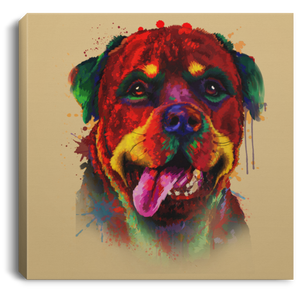 Hand Painted Rottweiler Square Canvas .75in Frame