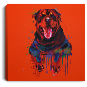 Hand Painted Rottweiler Square Canvas .75in Frame