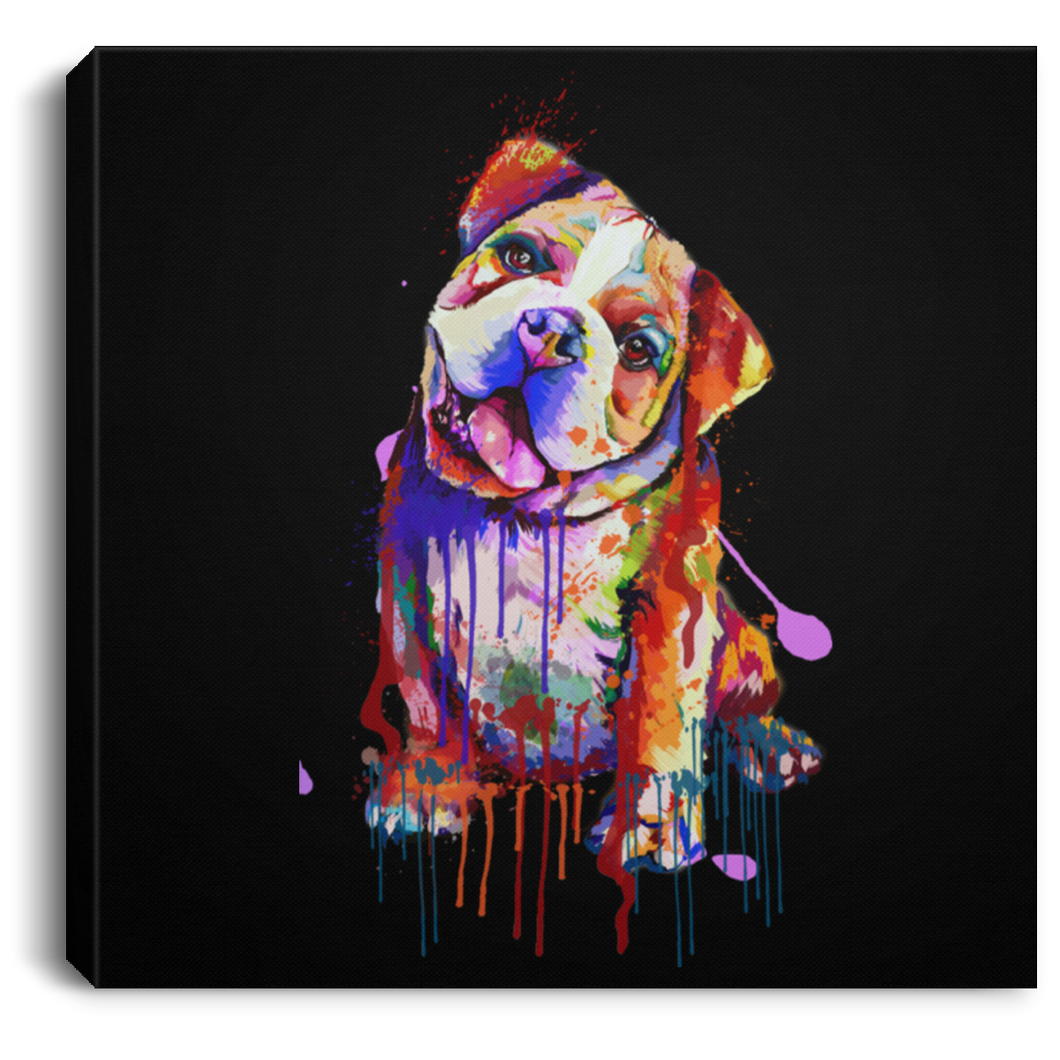 Hand Painted Bull Dog Square Canvas .75in Frame