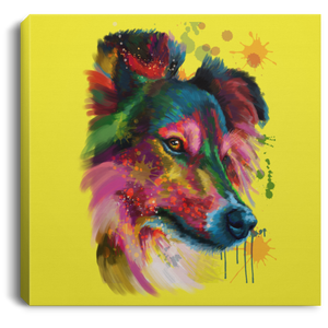 Hand Painted Sheltie Square Canvas .75in Frame