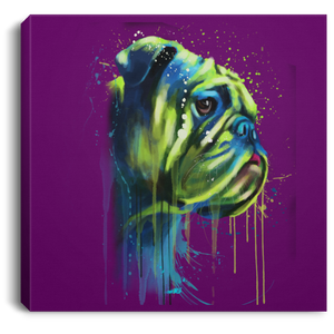 Hand Painted Bull Dog Square Canvas .75in Frame