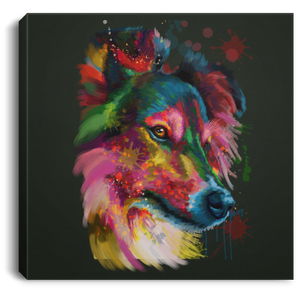 Hand Painted Sheltie Square Canvas .75in Frame