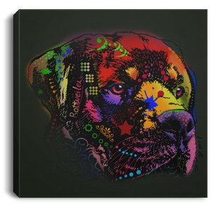 Hand Painted Rottweiler Square Canvas .75in Frame