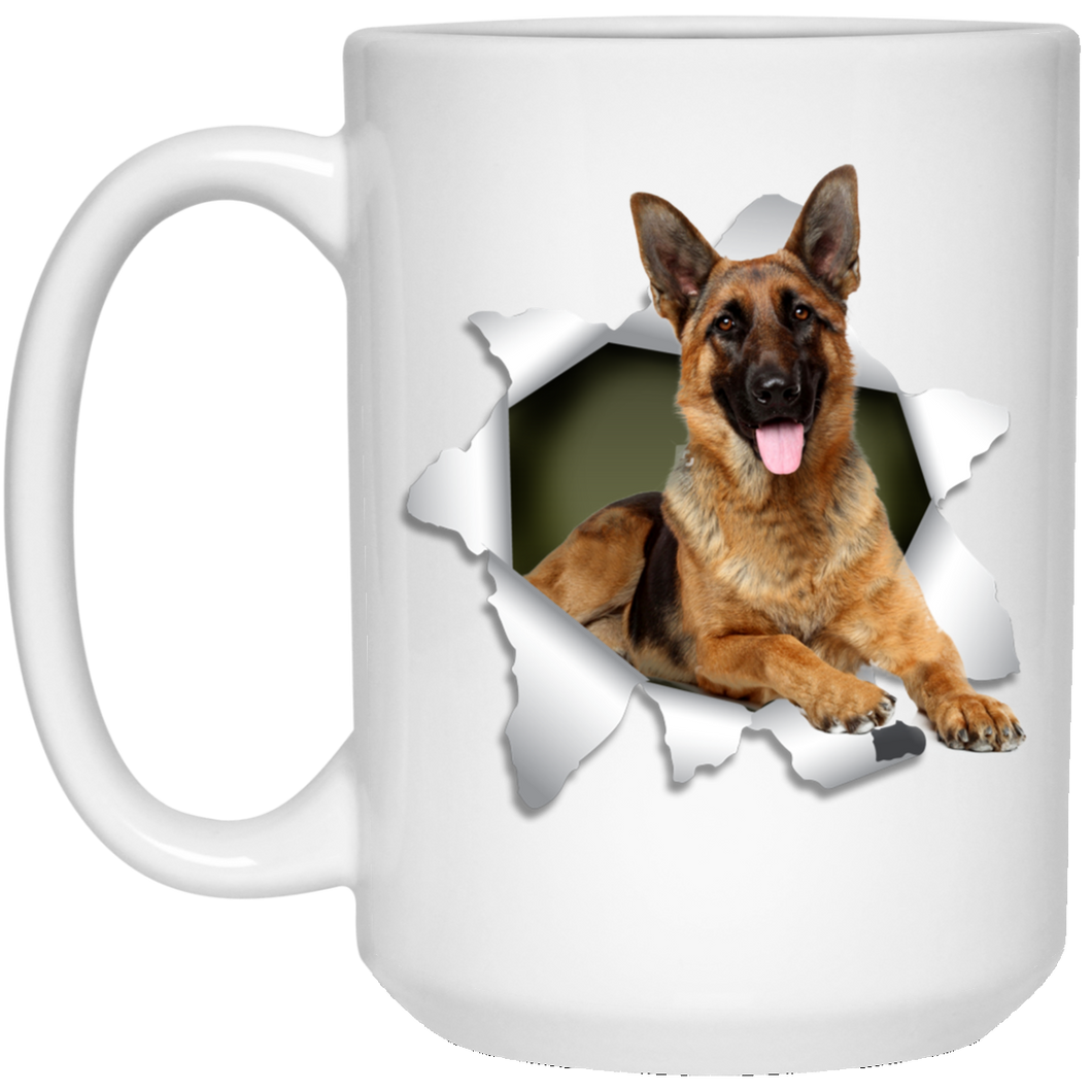 GERMAN SHEPARD 3D 15 oz. White Mug