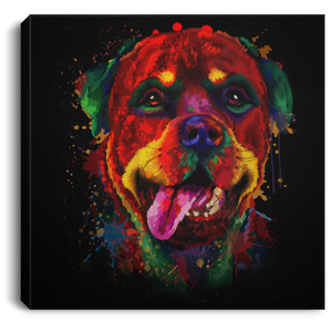 Hand Painted Rottweiler Square Canvas .75in Frame