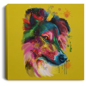 Hand Painted Sheltie Square Canvas .75in Frame