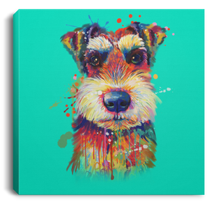 Hand Painted Schnauzer Square Canvas .75in Frame