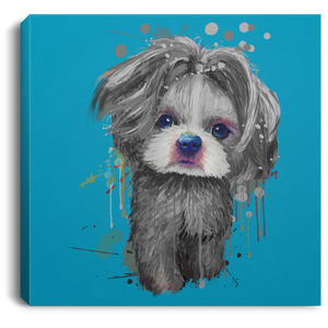 Hand Painted Shih Tzu Square Canvas .75in Frame