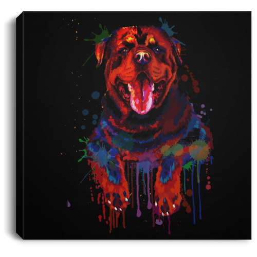 Hand Painted Rottweiler Square Canvas .75in Frame