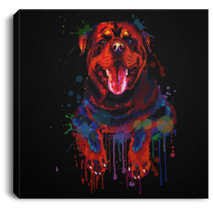 Hand Painted Rottweiler Square Canvas .75in Frame
